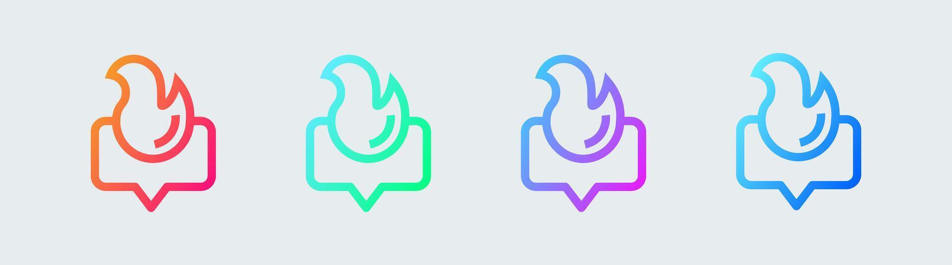 tendencias línea icono en degradado colores. fuego señales vector ilustración.