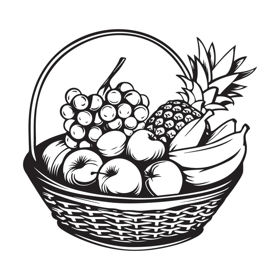 Fruit Basket Vector Art, Icons, and Graphics