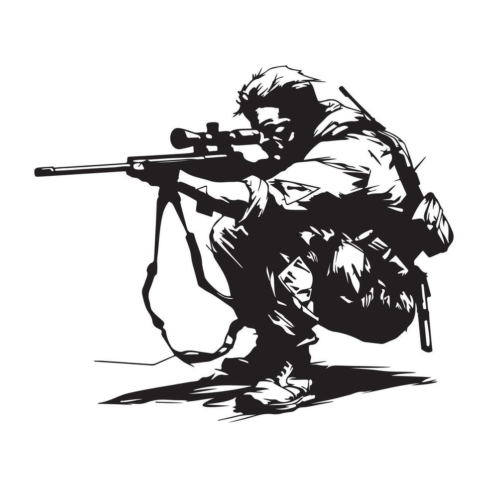 Shooter Soldier Illustration Vector Art, Icons, and Graphics