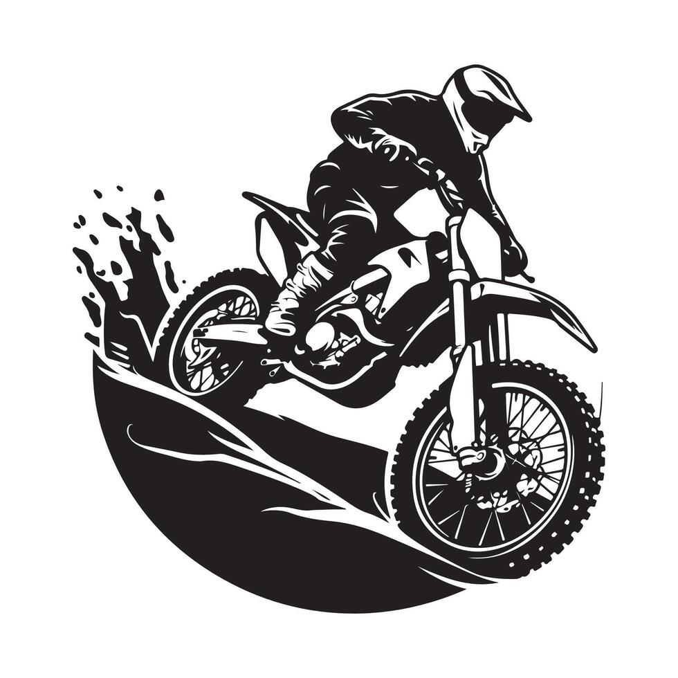 Motocross rider. Vector silhouette Vector