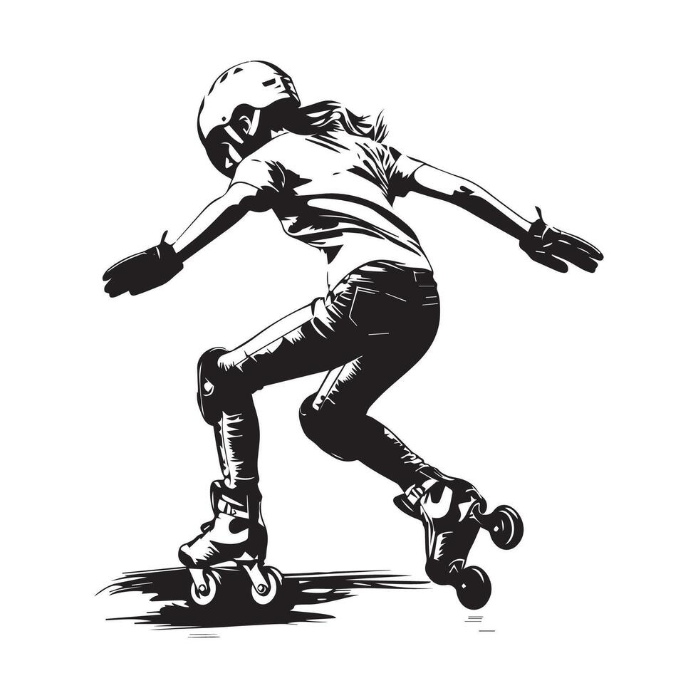 Roller Skating Girl Vector Illustration