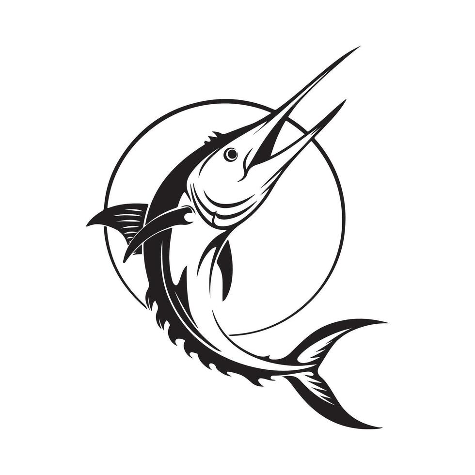 Marlin fish illustration isolated on white background vector