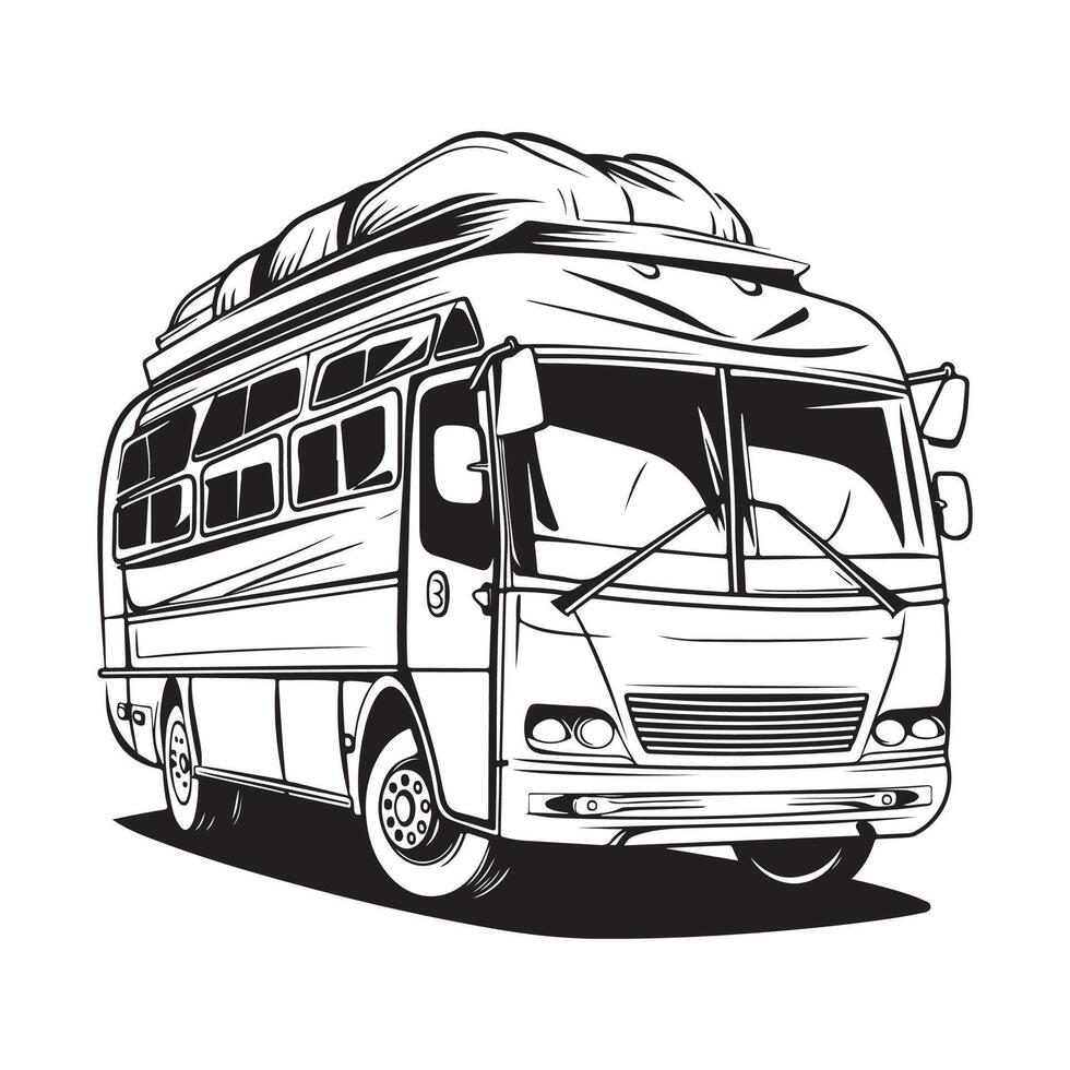 Vacation Bus Vector Images, Go Vacation Bus Travel Design, Bus, Vacation, Holiday