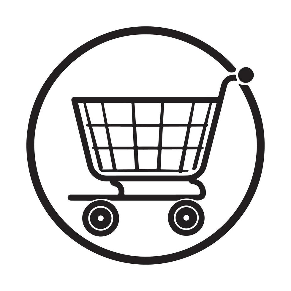 Shopping cart on white. Supermarket basket, shop cart isolated on white vector