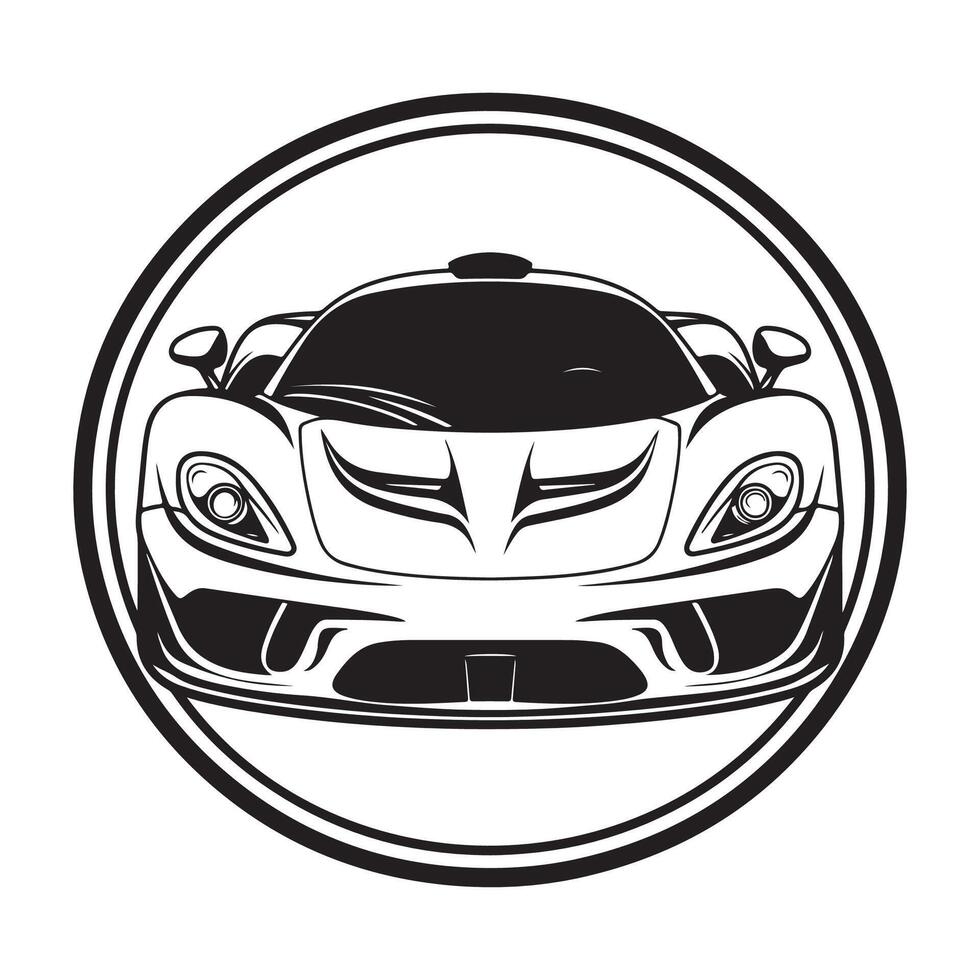 deporte coche circulo emblema logo vector ilustración