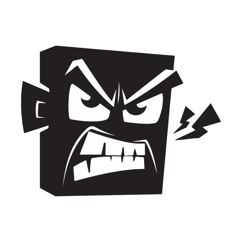 Angry Face shaped box illustration, vector on white background. Stock Vector