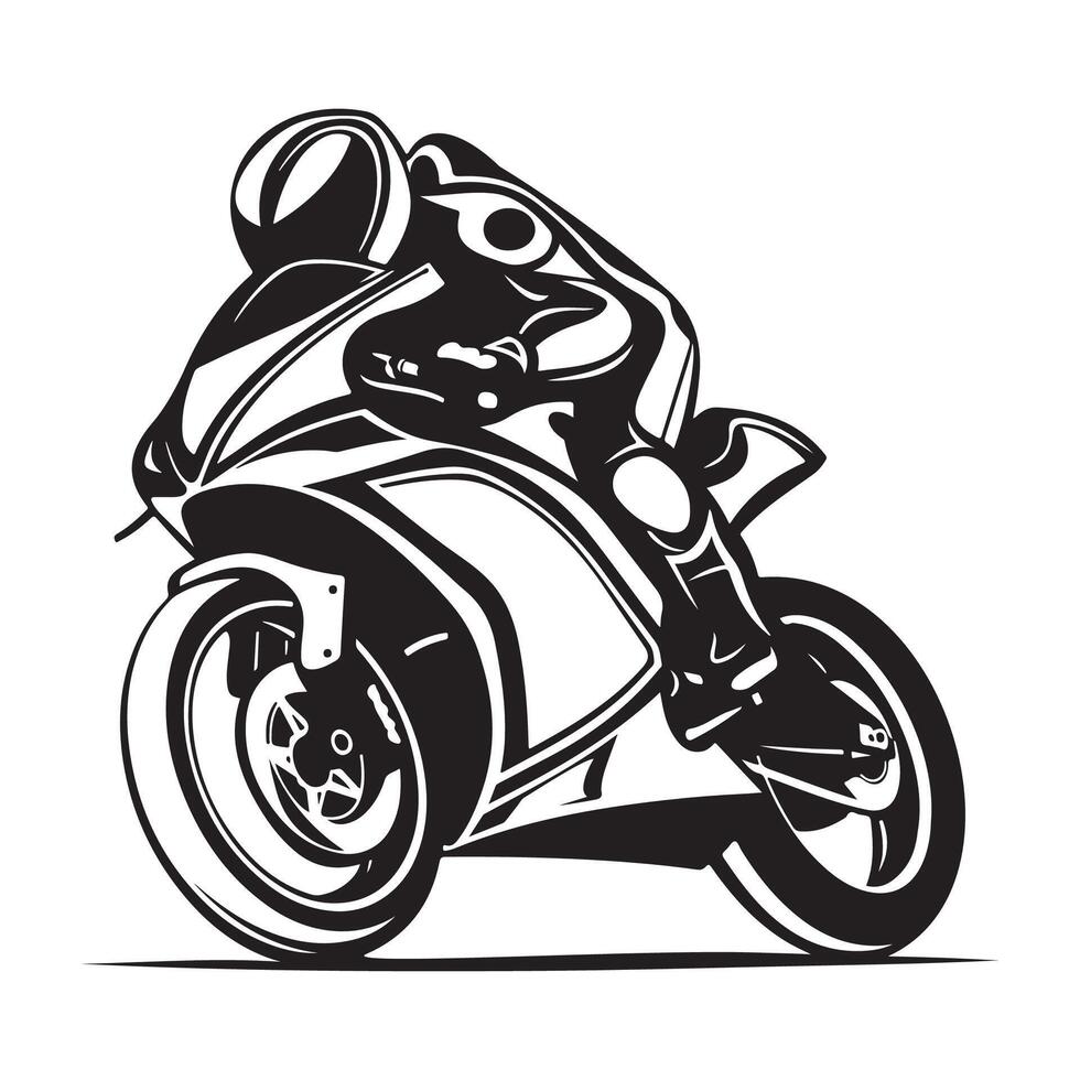 Vector de ilustración de carreras de motos de motociclista en fondo blanco