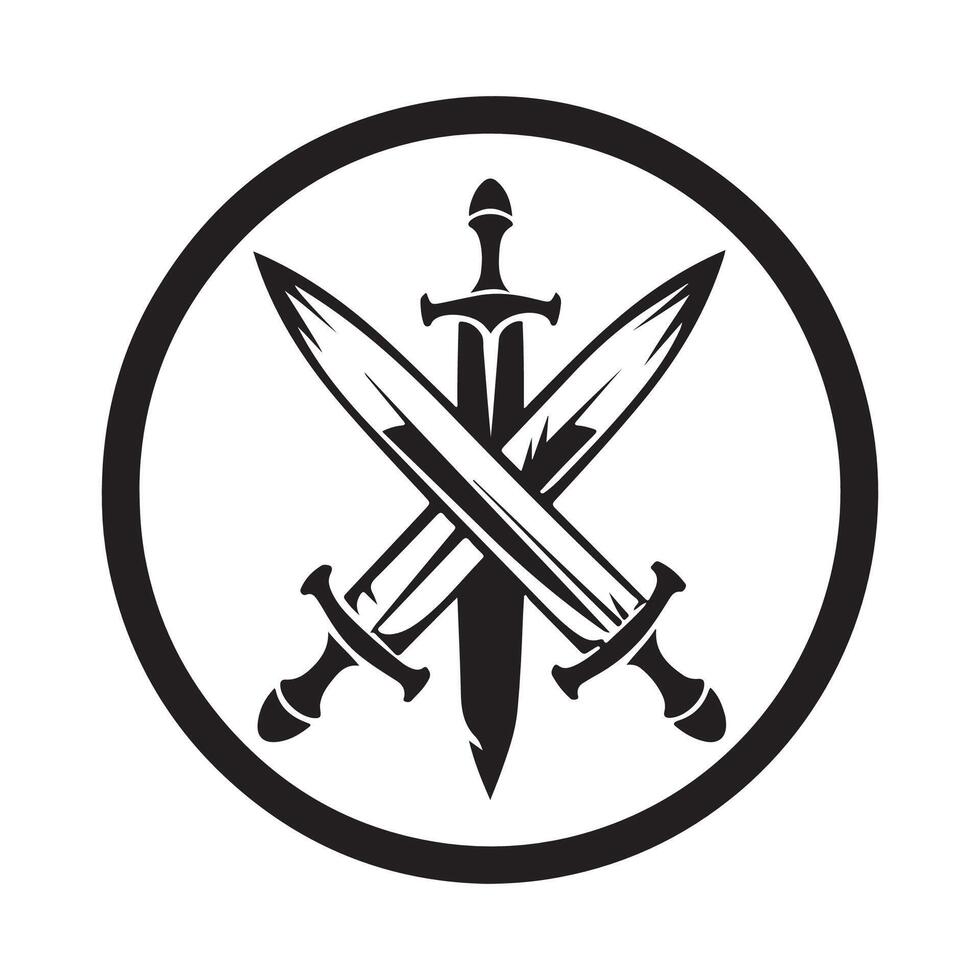 Crossed swords isolated on white background vector