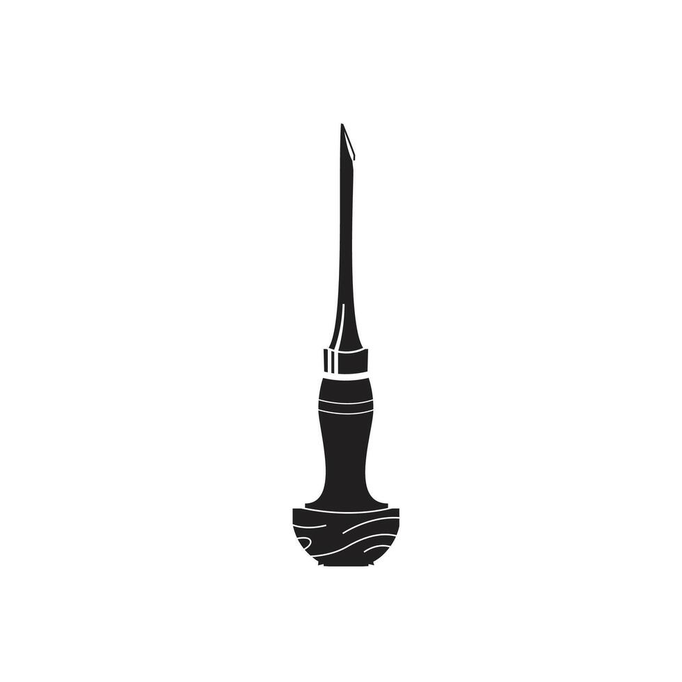 Vintage retro hipster chisel. Traditional silhouette icon carpentry tools on white background vector