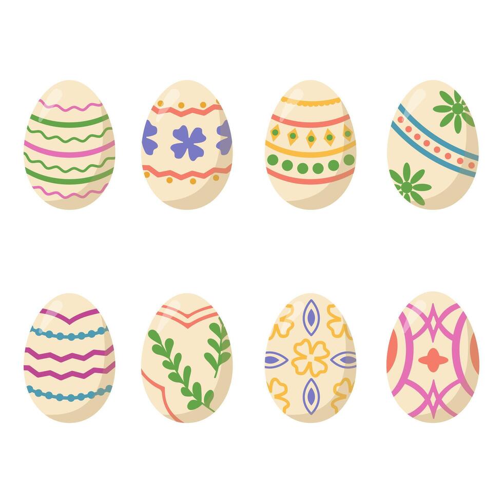 de colores vector ilustración con Pascua de Resurrección huevos. conjunto de pintado huevos en un blanco antecedentes.