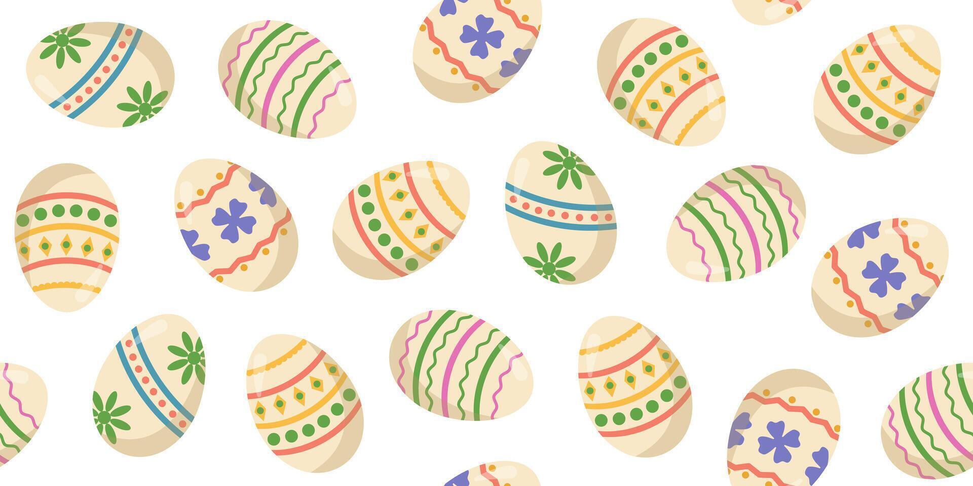 vector sin costura bandera con Pascua de Resurrección pintado huevos. color ilustración de un huevo caza.