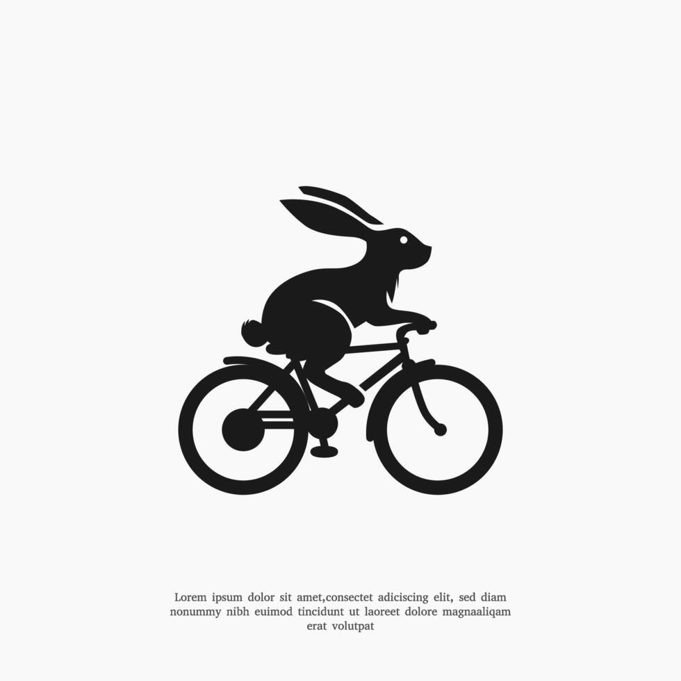 Cartoon rabbit riding bicycle, monochrome with a details. Suitable for any business. vector