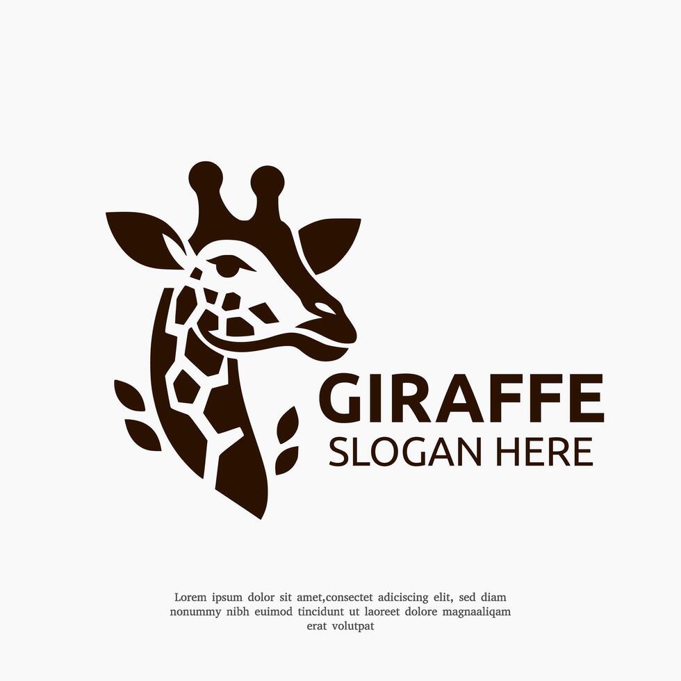 giraffe head silhouette logo design template vector