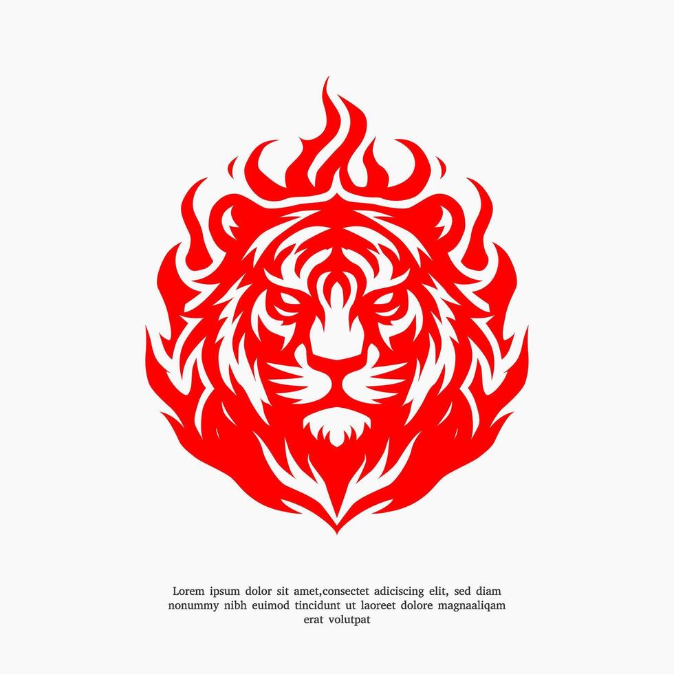 silueta combinación Tigre y fuego logo diseño vector