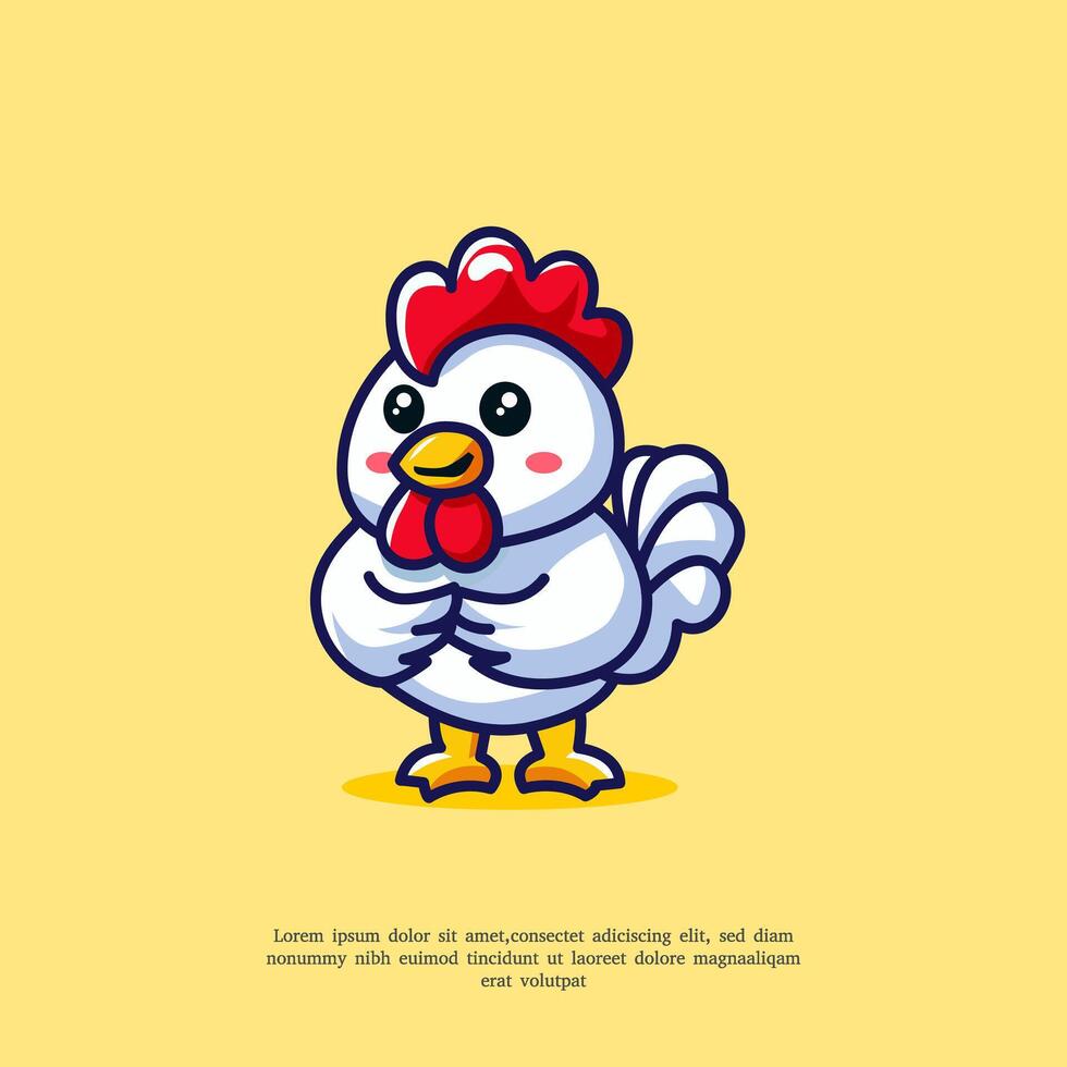 Cute Chicken Cartoon Vector Icon Illustration. Flat Cartoon Style