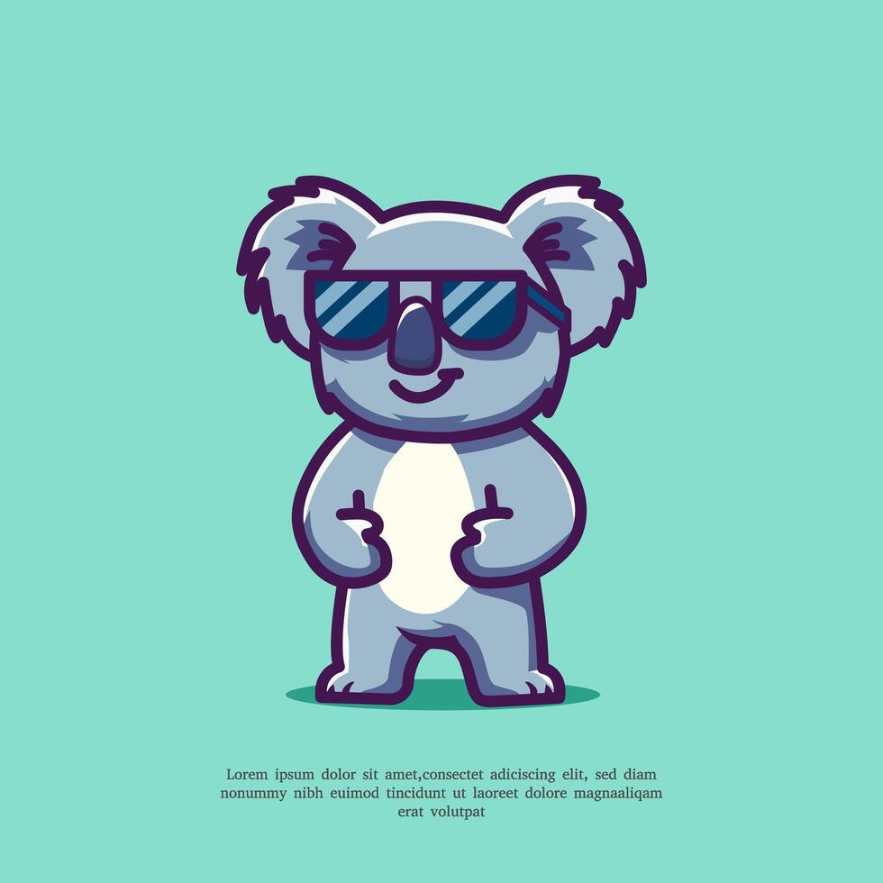 Cute Koala Cartoon Vector Icon Illustration. Flat Cartoon Style