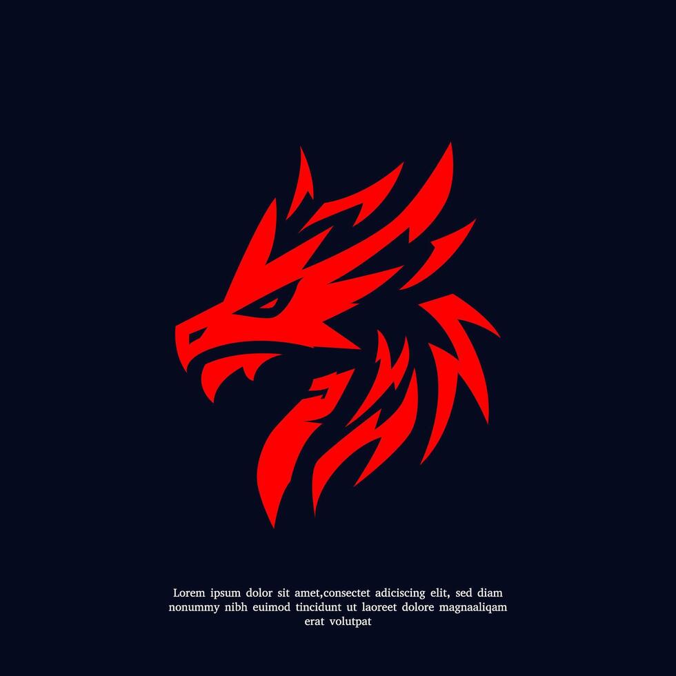 Simple Red Dragon Head Logo, Silhouette logo vector