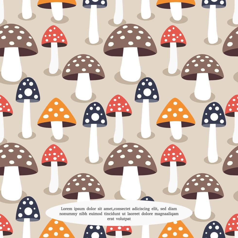 Seamless pattern with colorful mushrooms. Creative childish pattern. Vector illustration