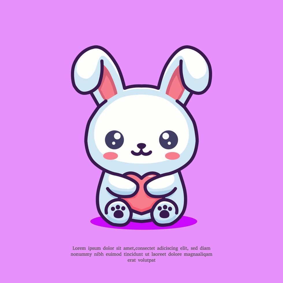 rabbit hug love cartoon logo illustration vector