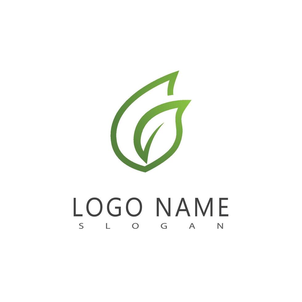 Green leaf logo vector template element symbol design