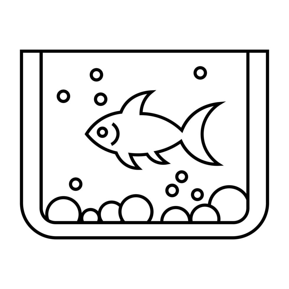 black vector aquarium icon isolated on white background