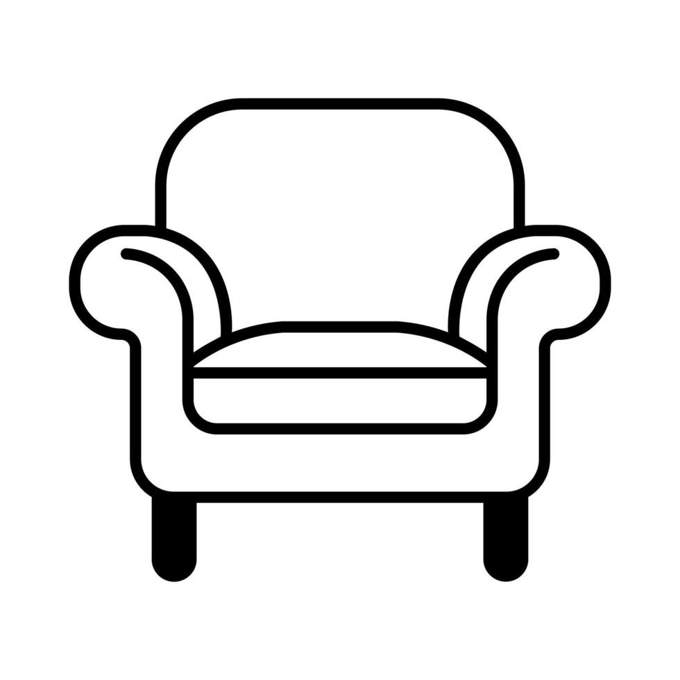 black vector armchair icon isolated on white background