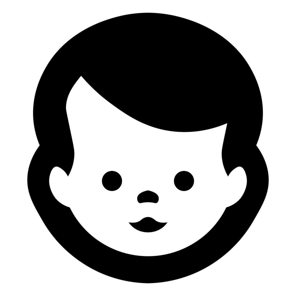 black vector kid icon isolated on white background