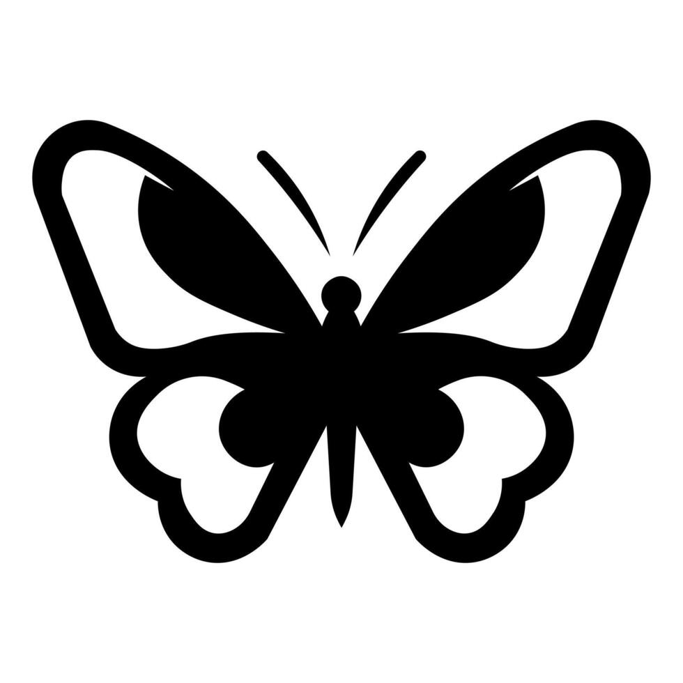black vector butterfly icon isolated on white background