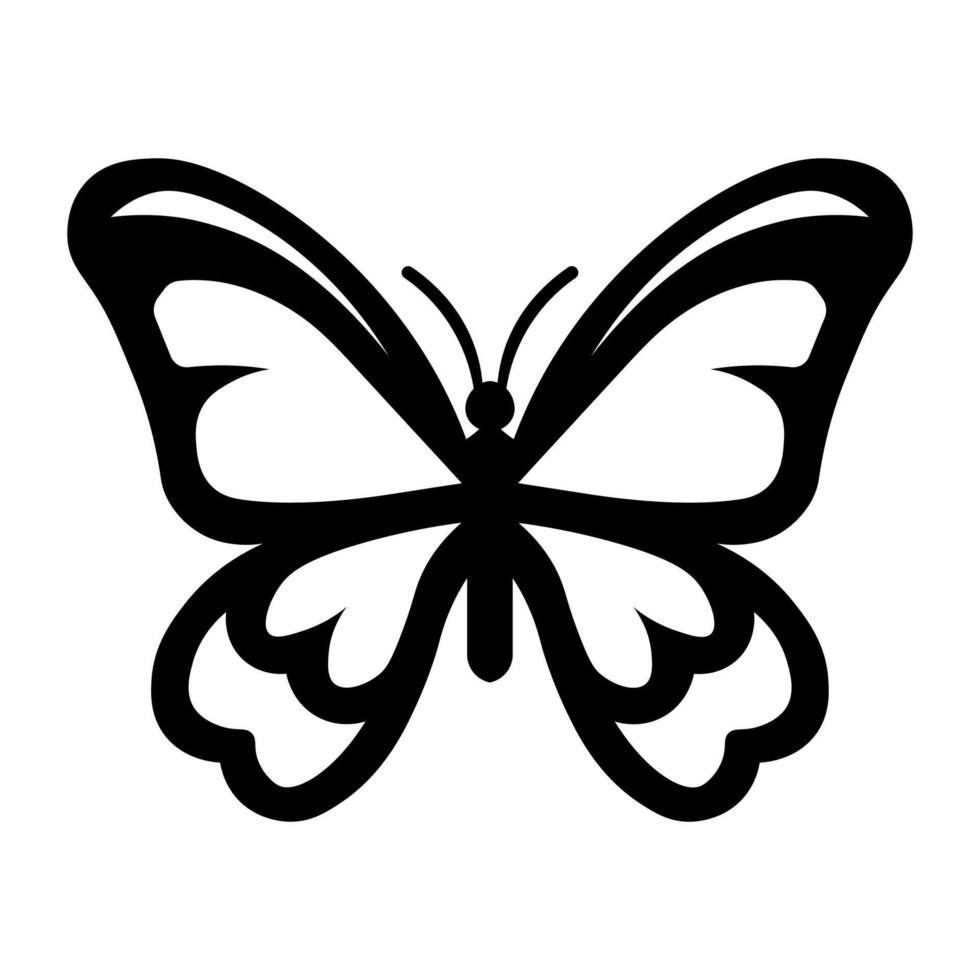 black vector butterfly icon isolated on white background