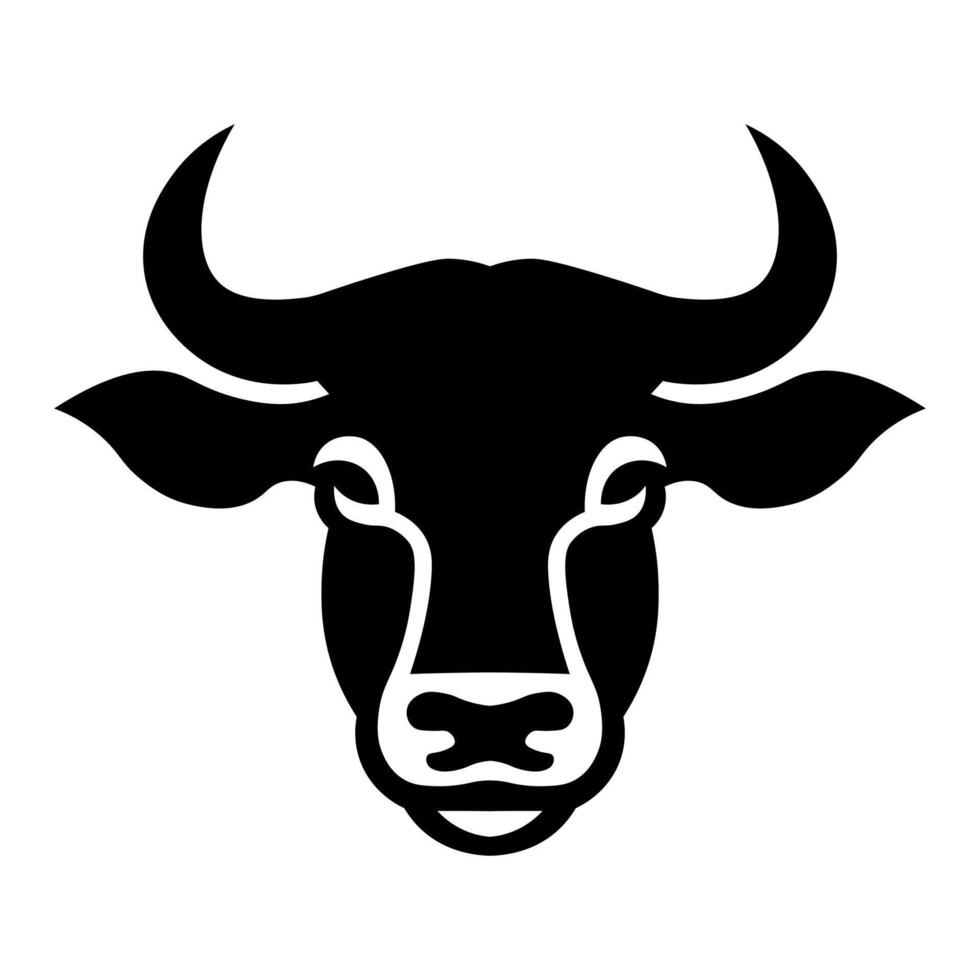 black vector bull icon isolated on white background