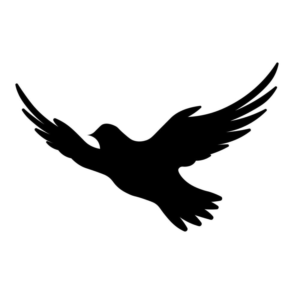 black vector bird icon isolated on white background