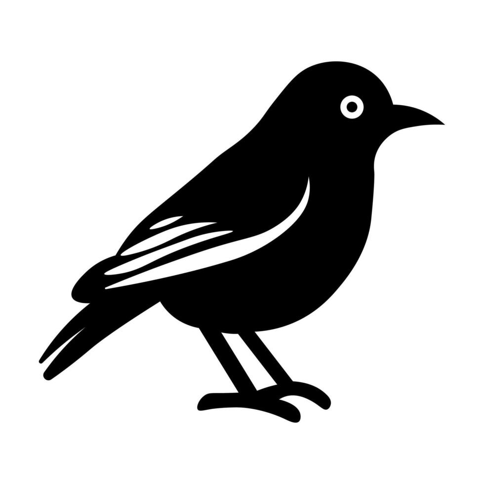 black vector bird icon isolated on white background