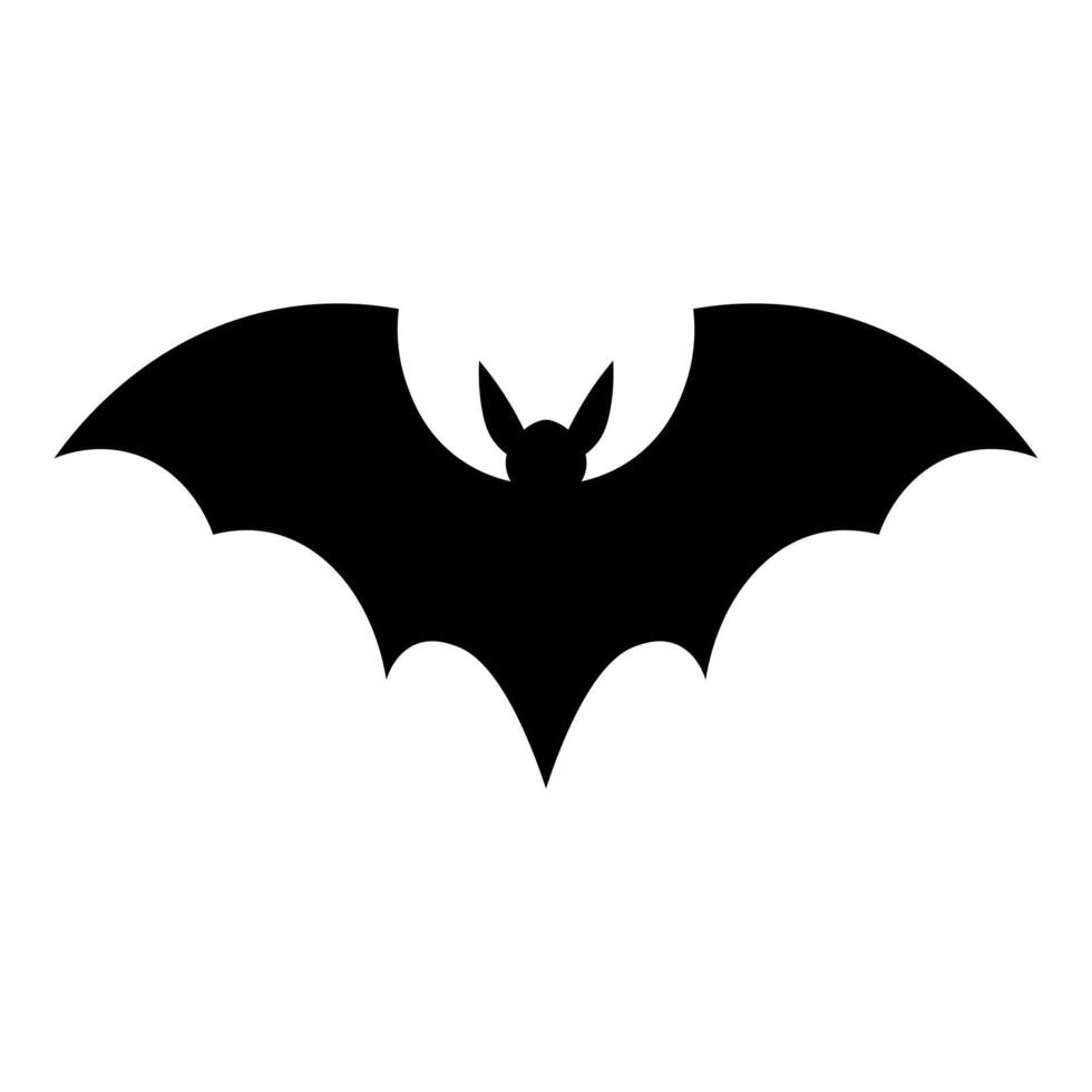black vector bat icon isolated on white background