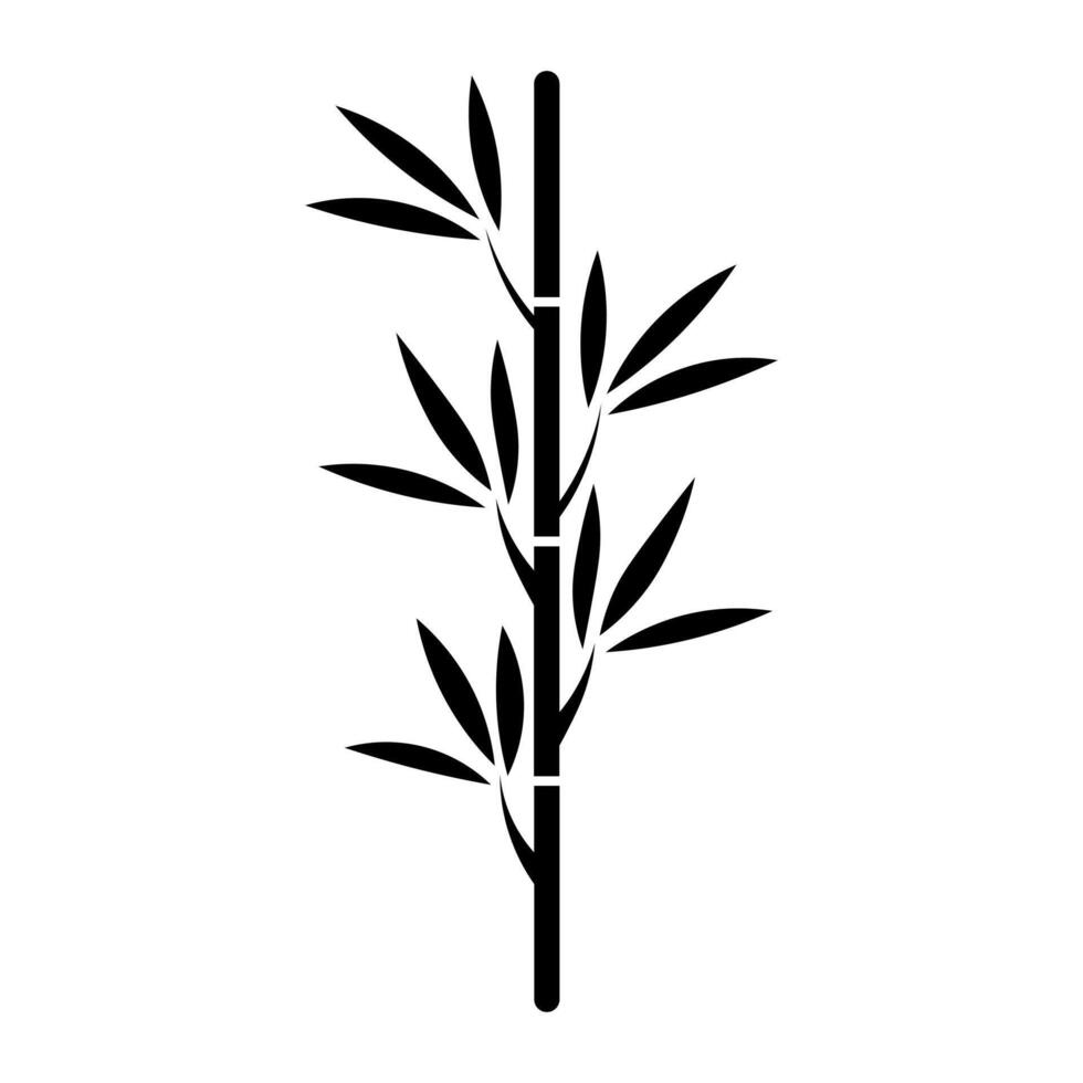 negro vector bambú icono aislado en blanco antecedentes