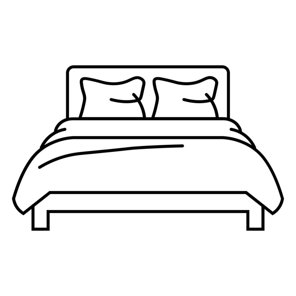 black vector bed icon isolated on white background