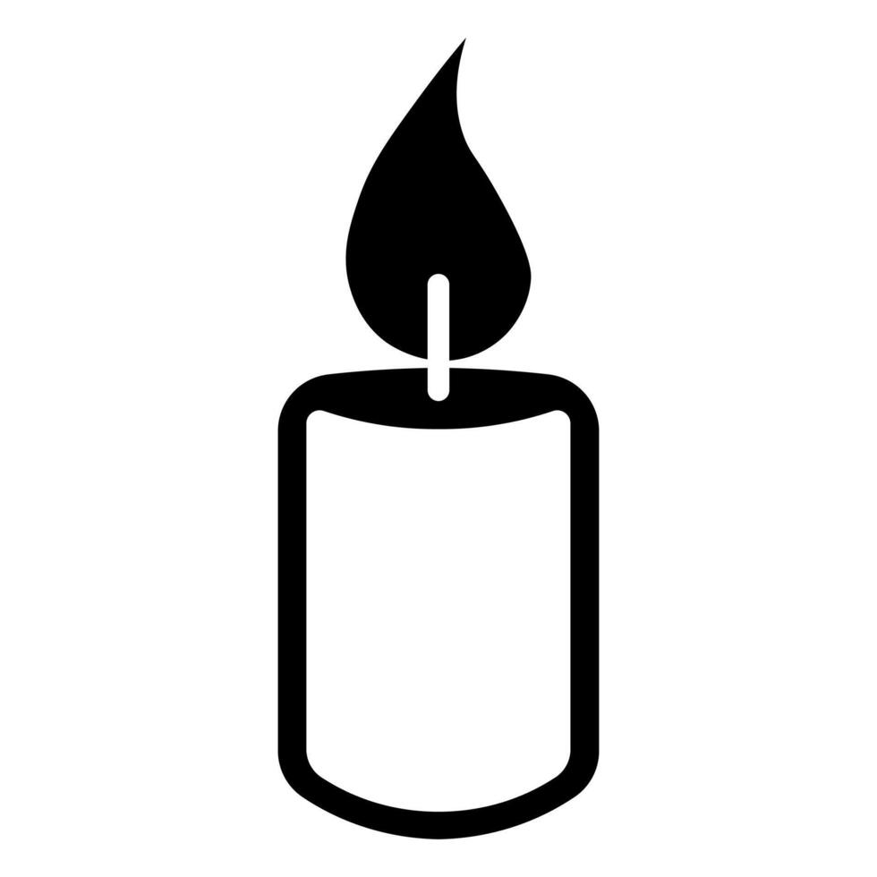 black vector candle icon isolated on white background