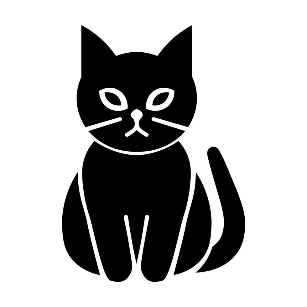 black vector cat icon isolated on white background