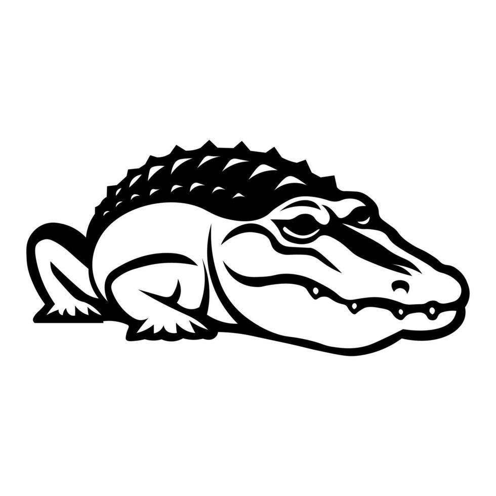 black vector crocodile icon isolated on white background