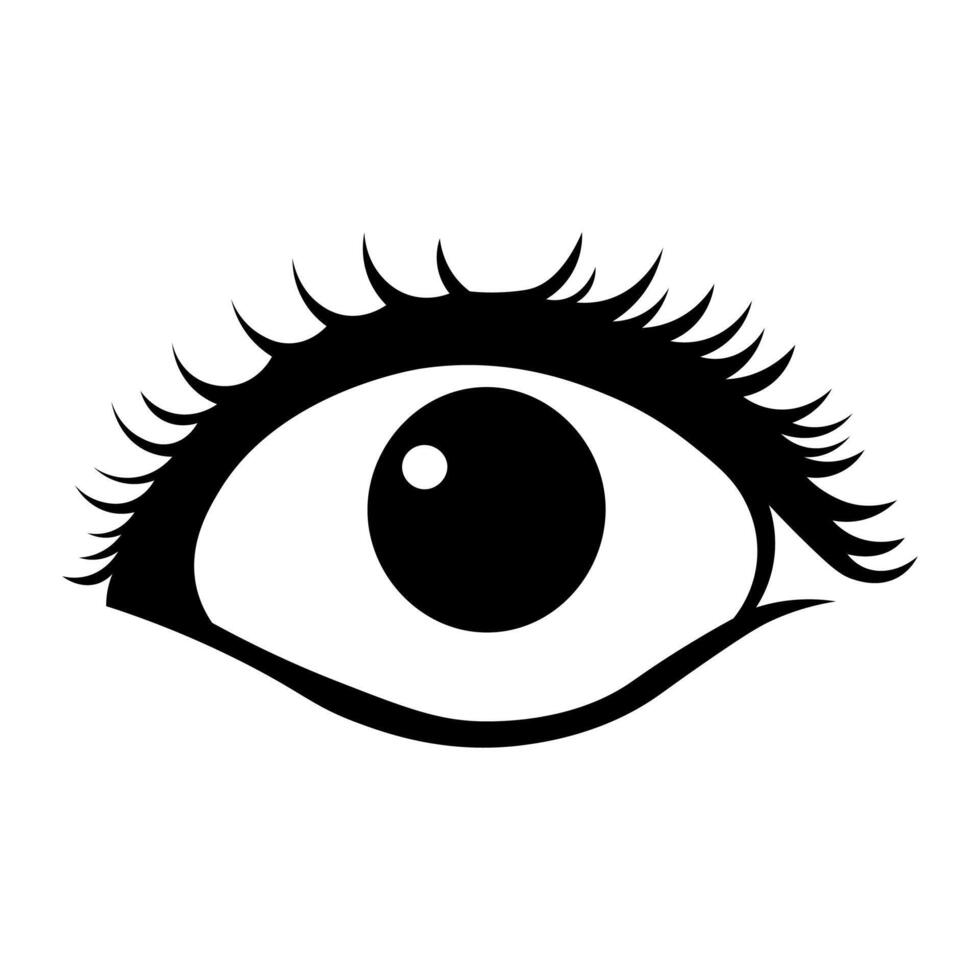black vector eye icon isolated on white background