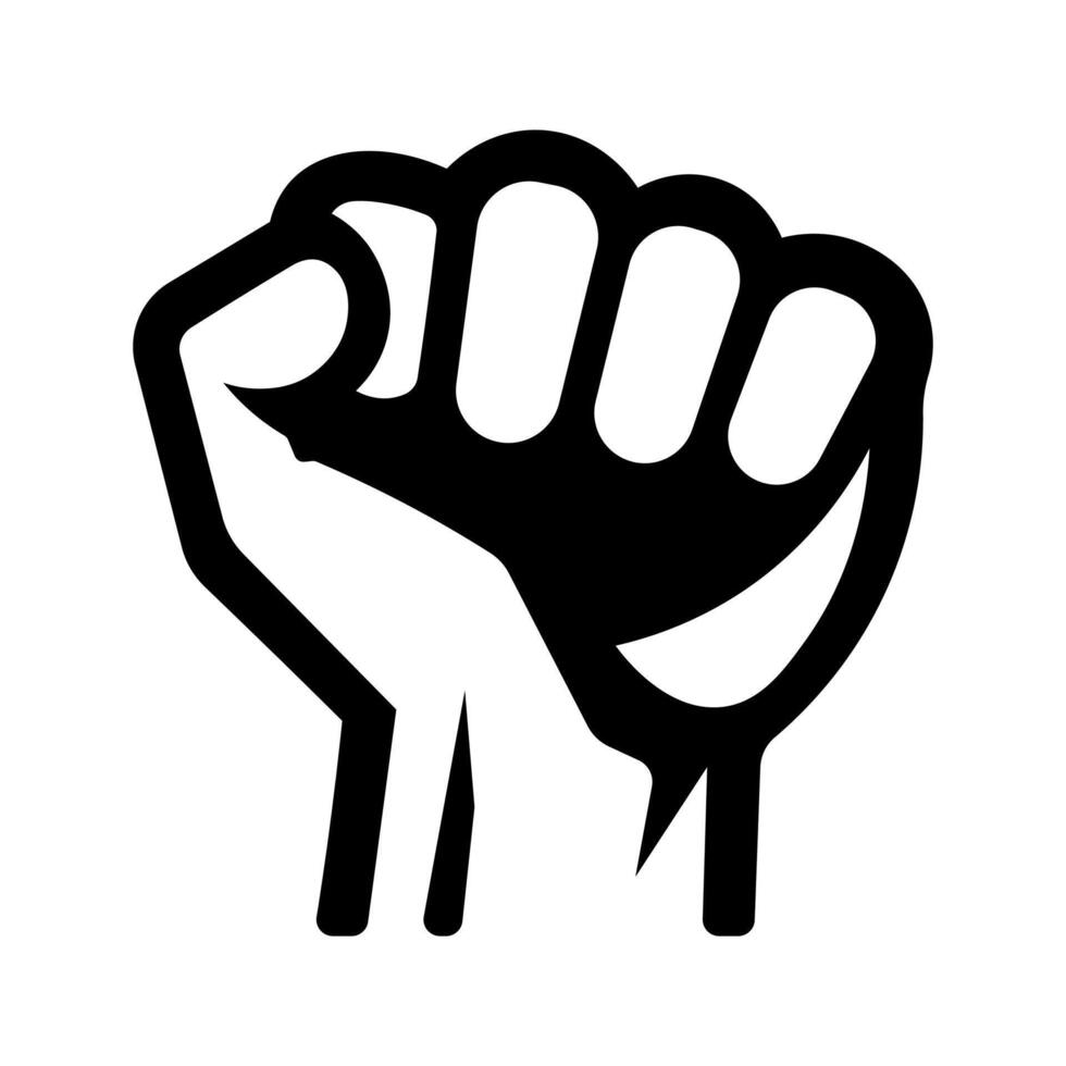 black vector fist icon isolated on white background