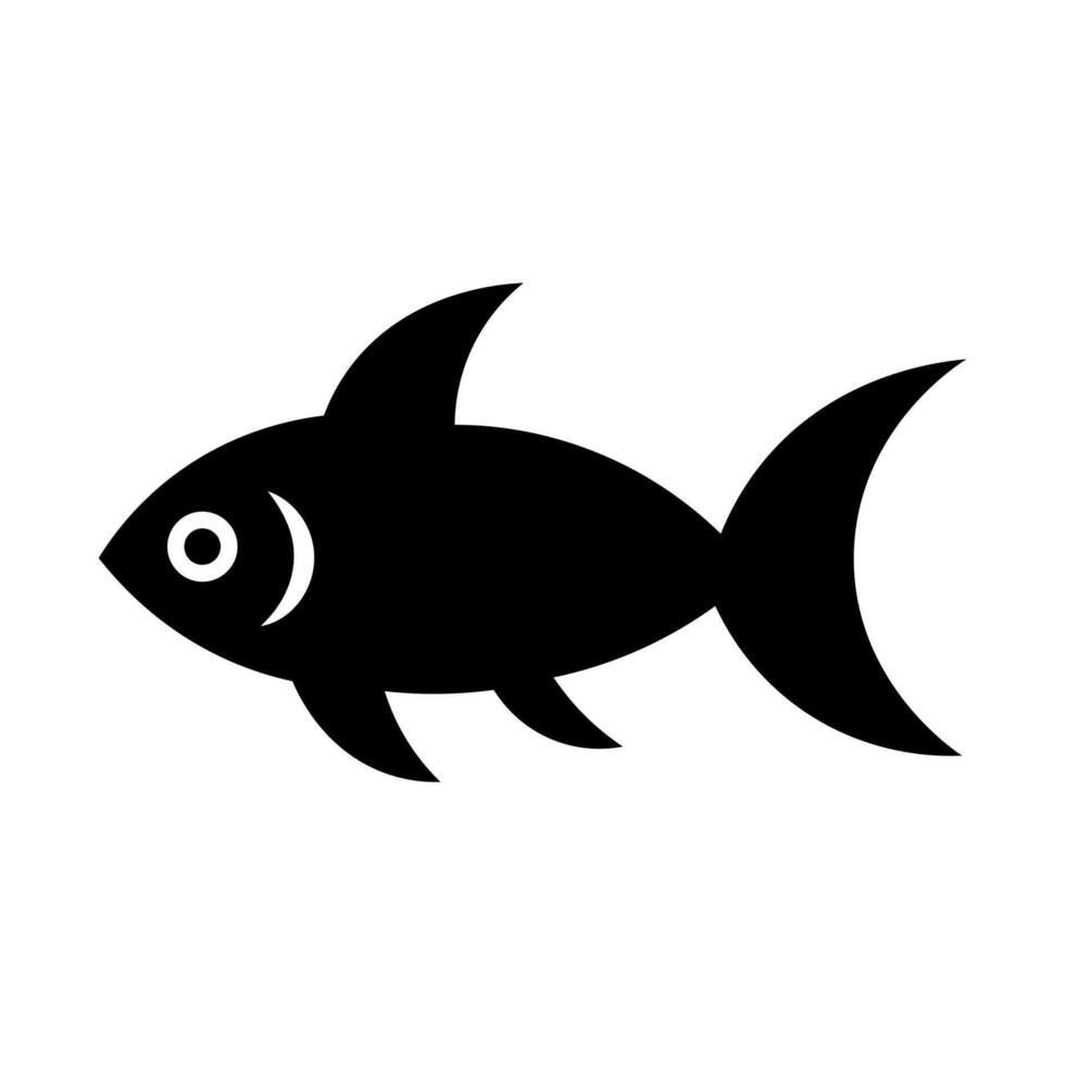 black vector fish icon isolated on white background