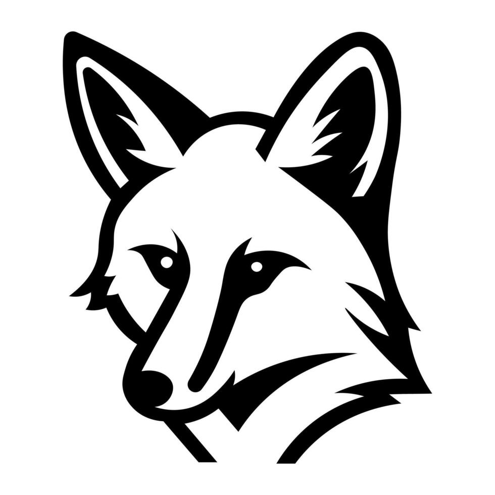 black vector fox icon isolated on white background