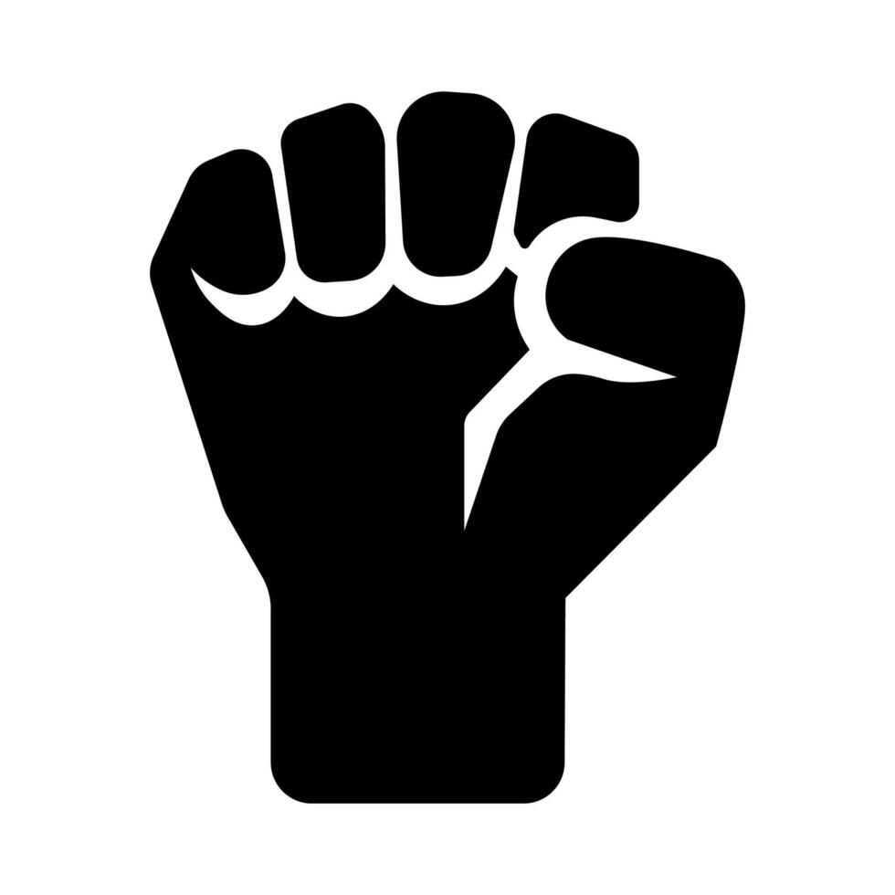 black vector fist icon isolated on white background