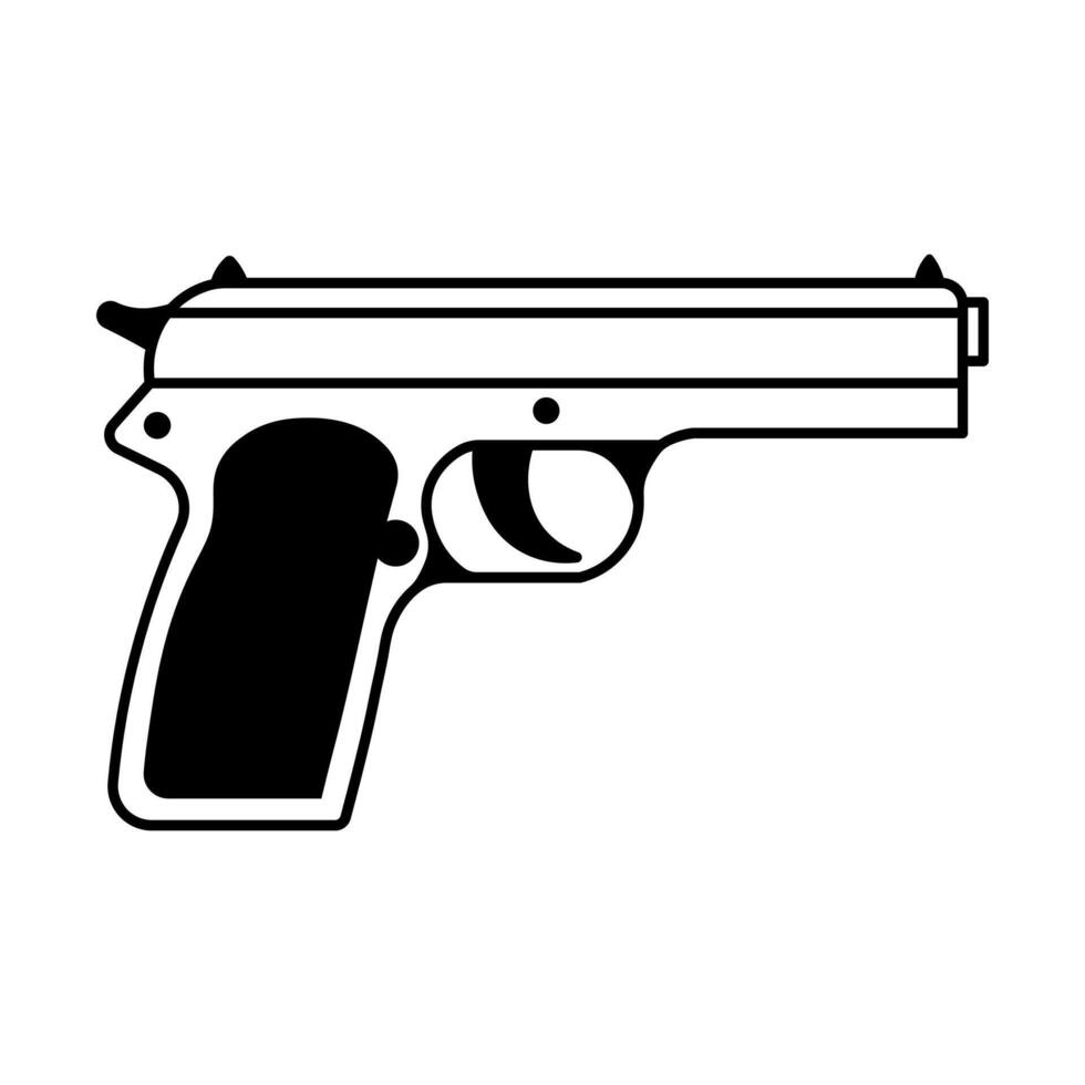 negro vector pistola icono aislado en blanco antecedentes