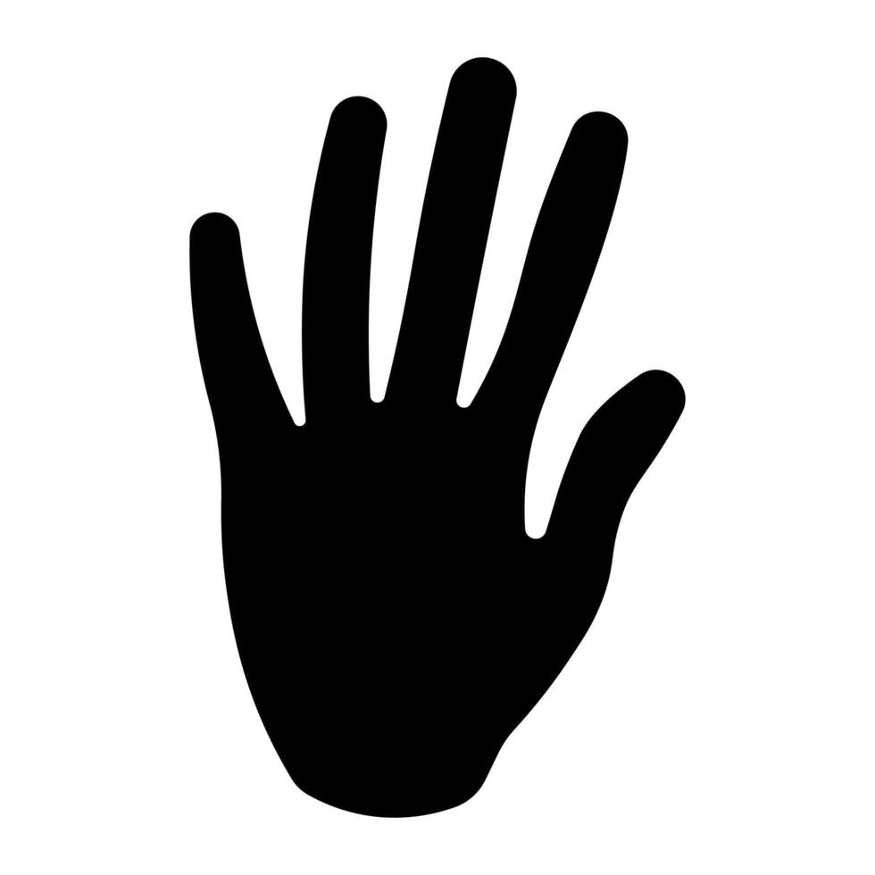 black vector hand icon isolated on white background