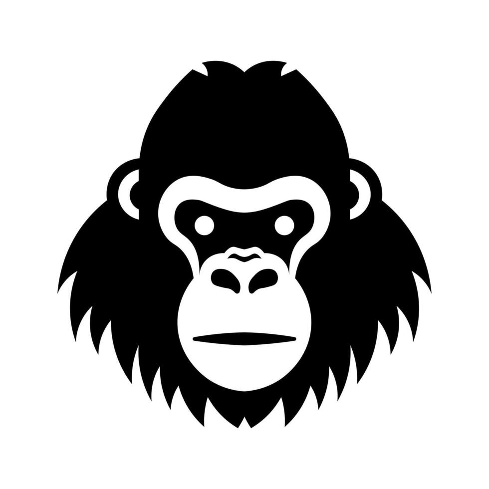 black vector gorilla icon isolated on white background