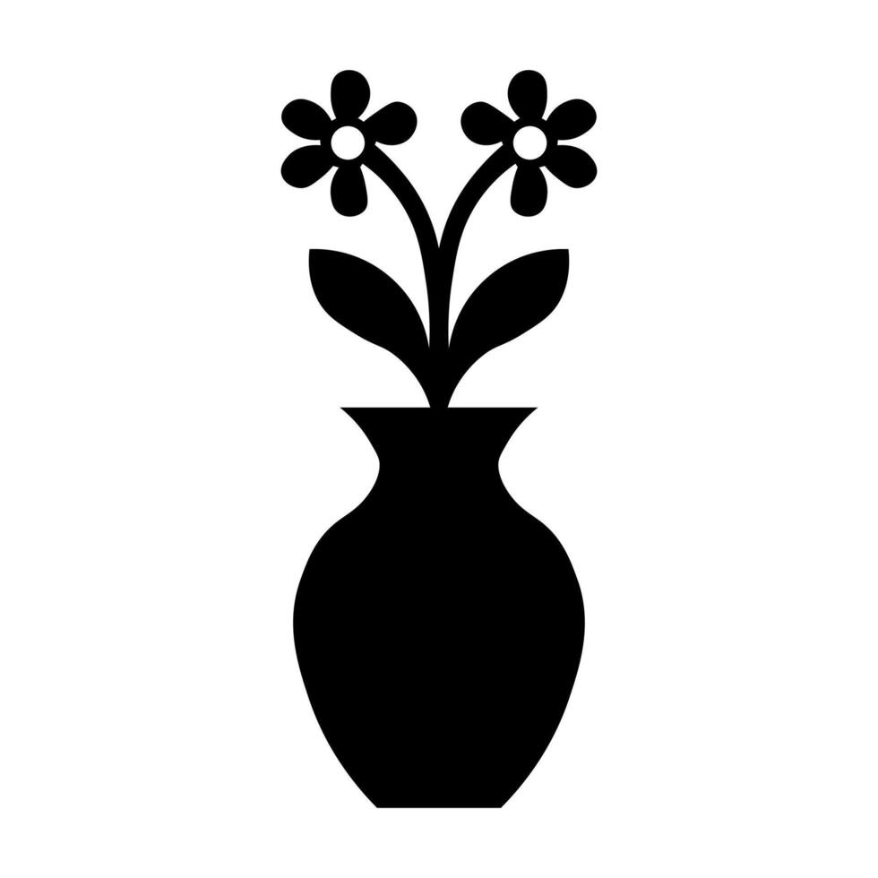 black vector vase icon isolated on white background