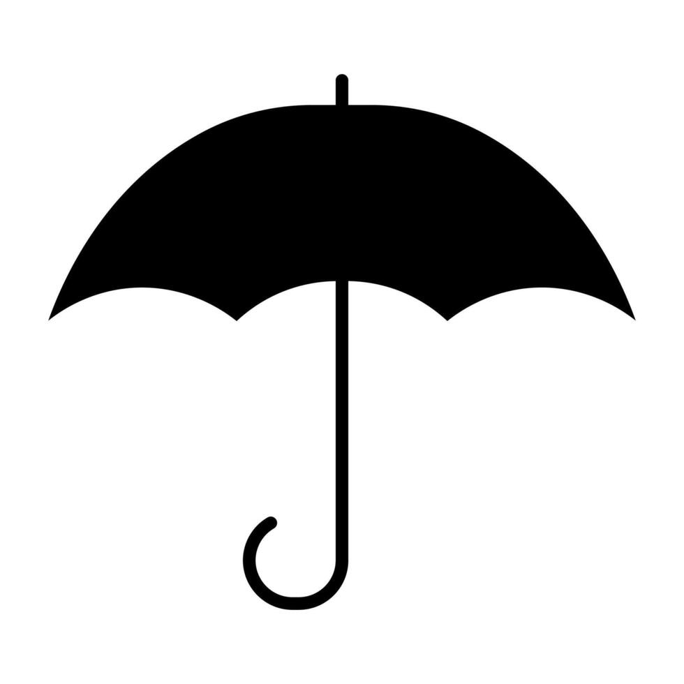 black vector umbrella icon isolated on white background