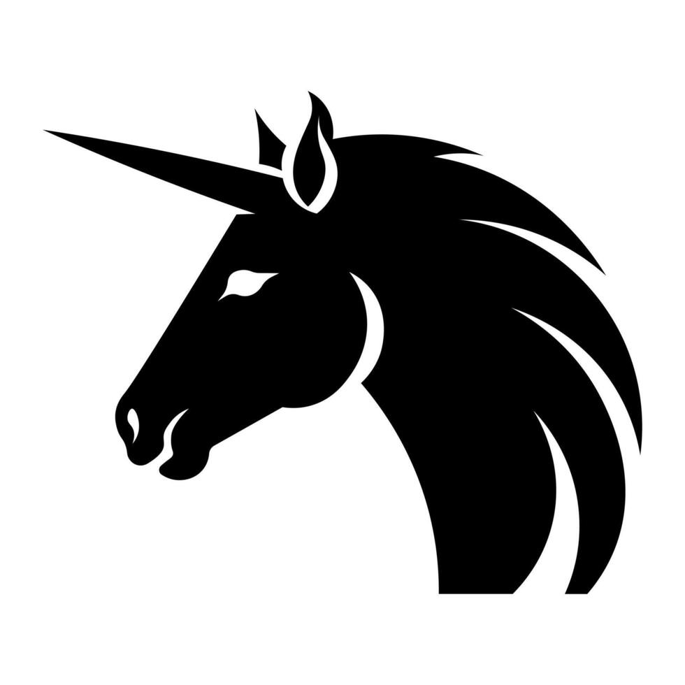 black vector unicorn icon isolated on white background