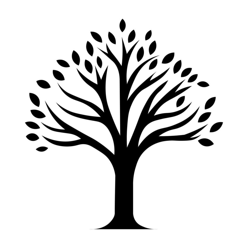 black vector tree icon isolated on white background